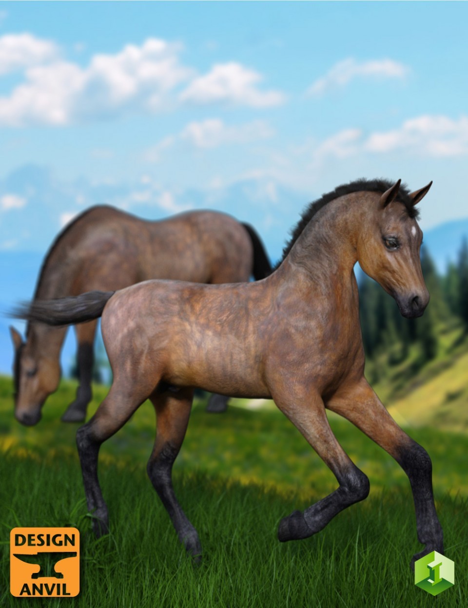 DA Foal and Poses for Daz Horse 2 马驹和姿势-Da Foal和Daz Horse的姿势2马驹和姿势
